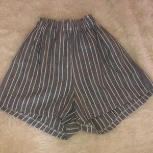 gray & white striped shorts